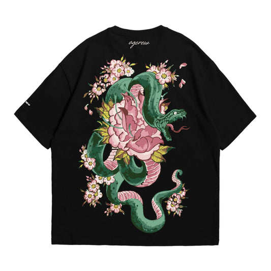 BLACK FORBIDDEN SERPENT BLOOM TEE