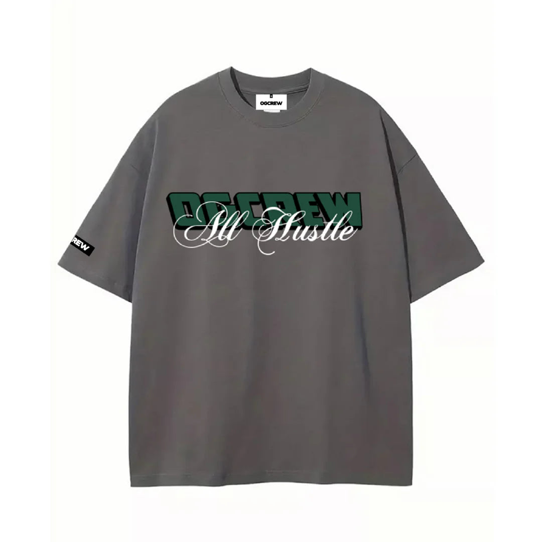 DARK GREY ALL HUSTLE NO LUCK T-SHIRT