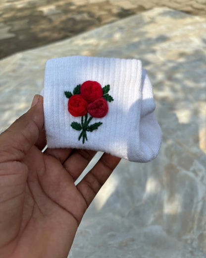 Rose Embroidered Sock