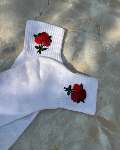 Rose Embroidered Sock