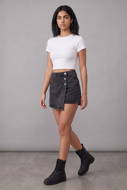 Black Denim Skort