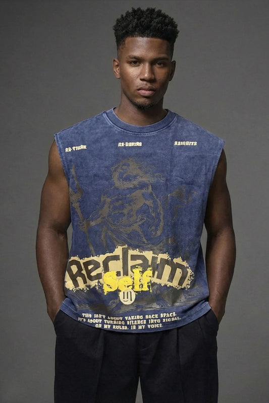 Reclaim Acid Wash Blue Tank Top