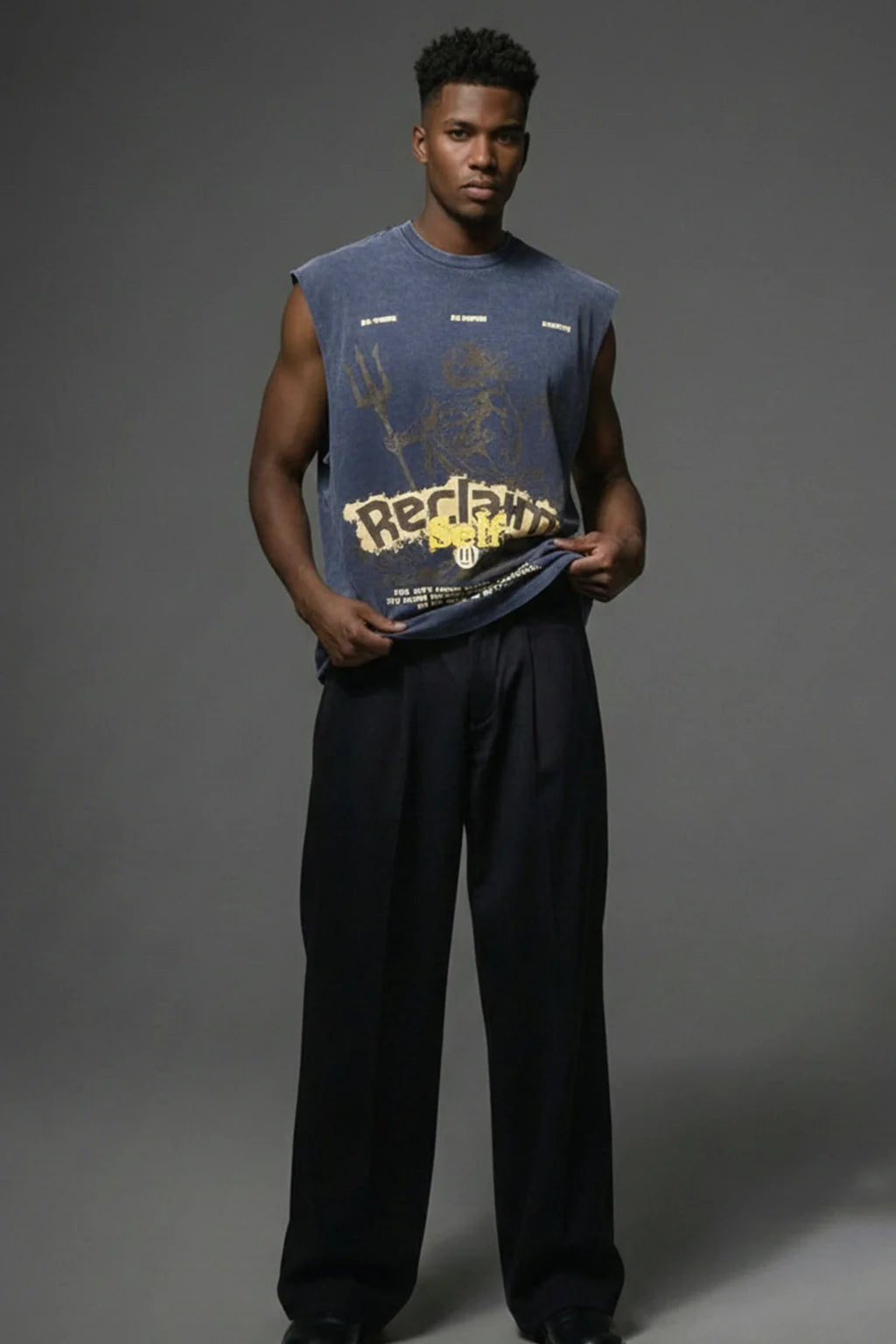 Reclaim Acid Wash Blue Tank Top