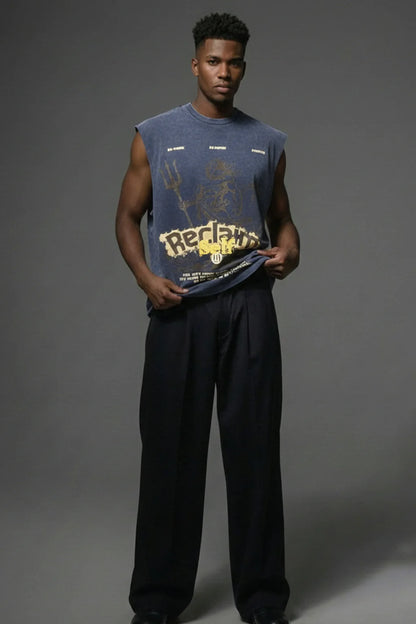 Reclaim Acid Wash Blue Tank Top