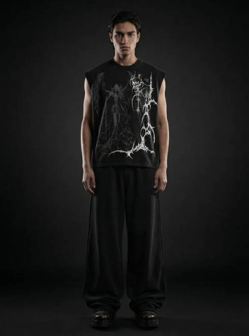 Celest Black Boxy Unisex Vest