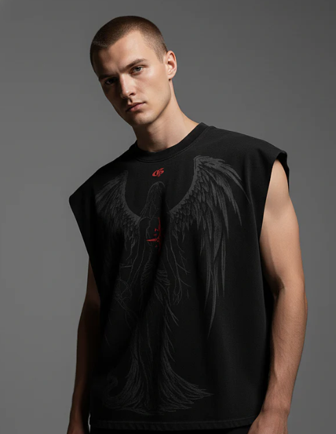 Descent Black Boxy Unisex Vest