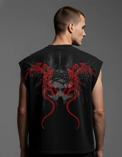 Descent Black Boxy Unisex Vest