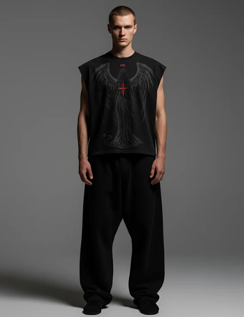 Descent Black Boxy Unisex Vest