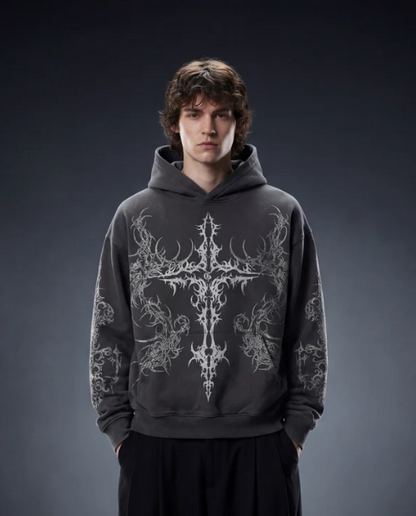 Unholy Dark Grey Boxy Hoodie