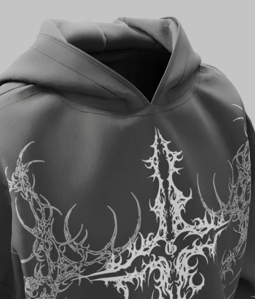 Unholy Dark Grey Boxy Hoodie
