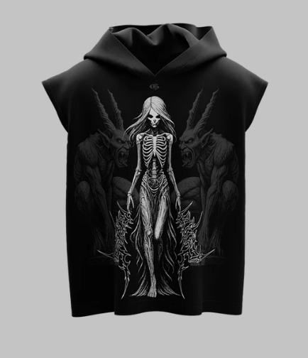 Empress Black Boxy Sleeveless Hoodie