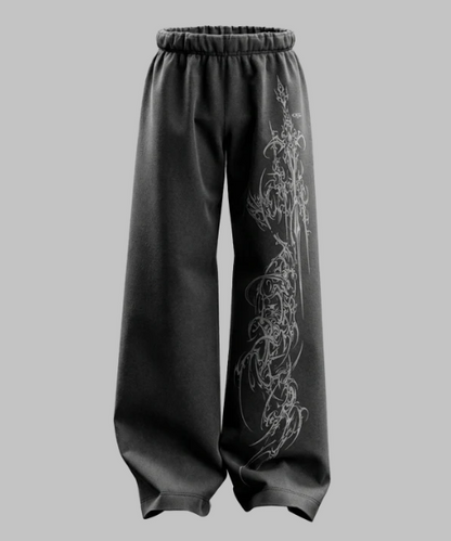 Arch Dark Grey Unisex Straight Fit Baggy Pants