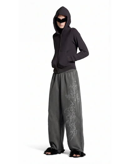 Arch Dark Grey Unisex Straight Fit Baggy Pants