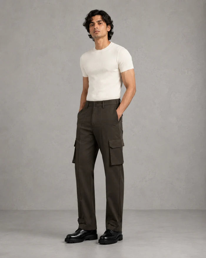 Six Pocket Brown Cargo Without Flap