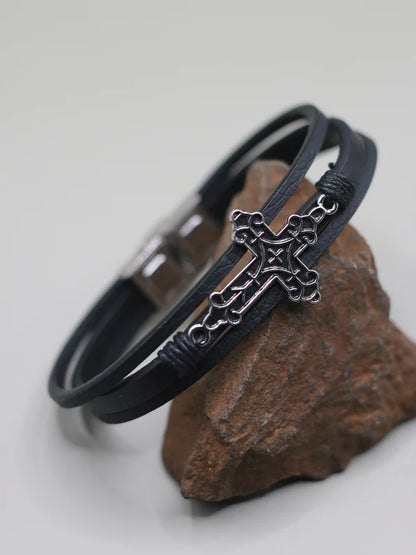 Big Cross Black Bracelet