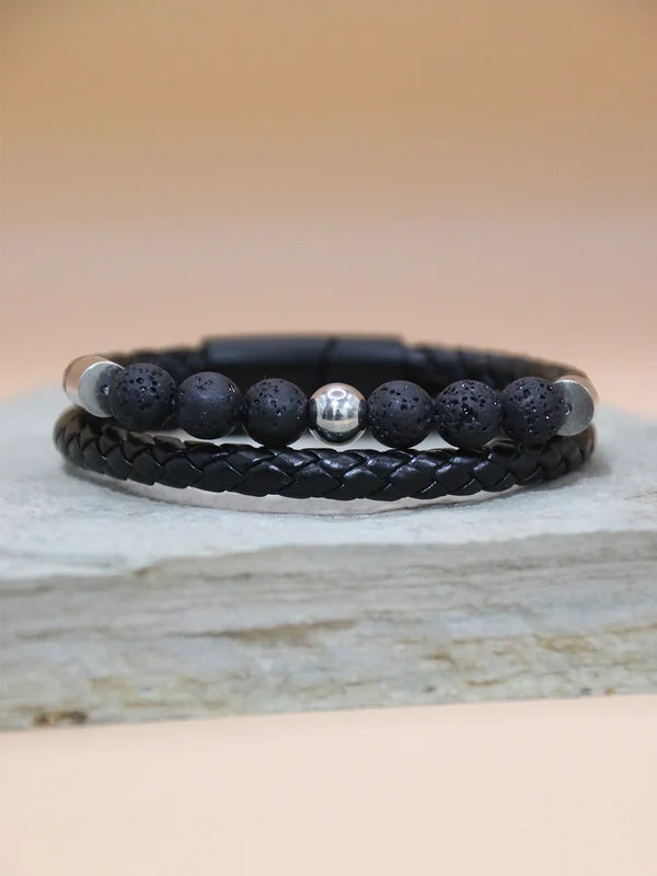 Dual Layer Charcoal Beads Bracelet