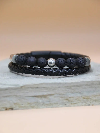 Dual Layer Charcoal Beads Bracelet