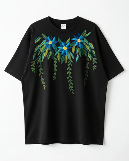 Azure Bloom T-Shirt Black