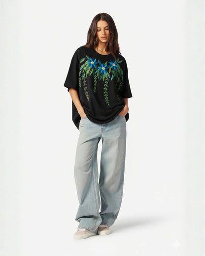 Azure Bloom T-Shirt Black