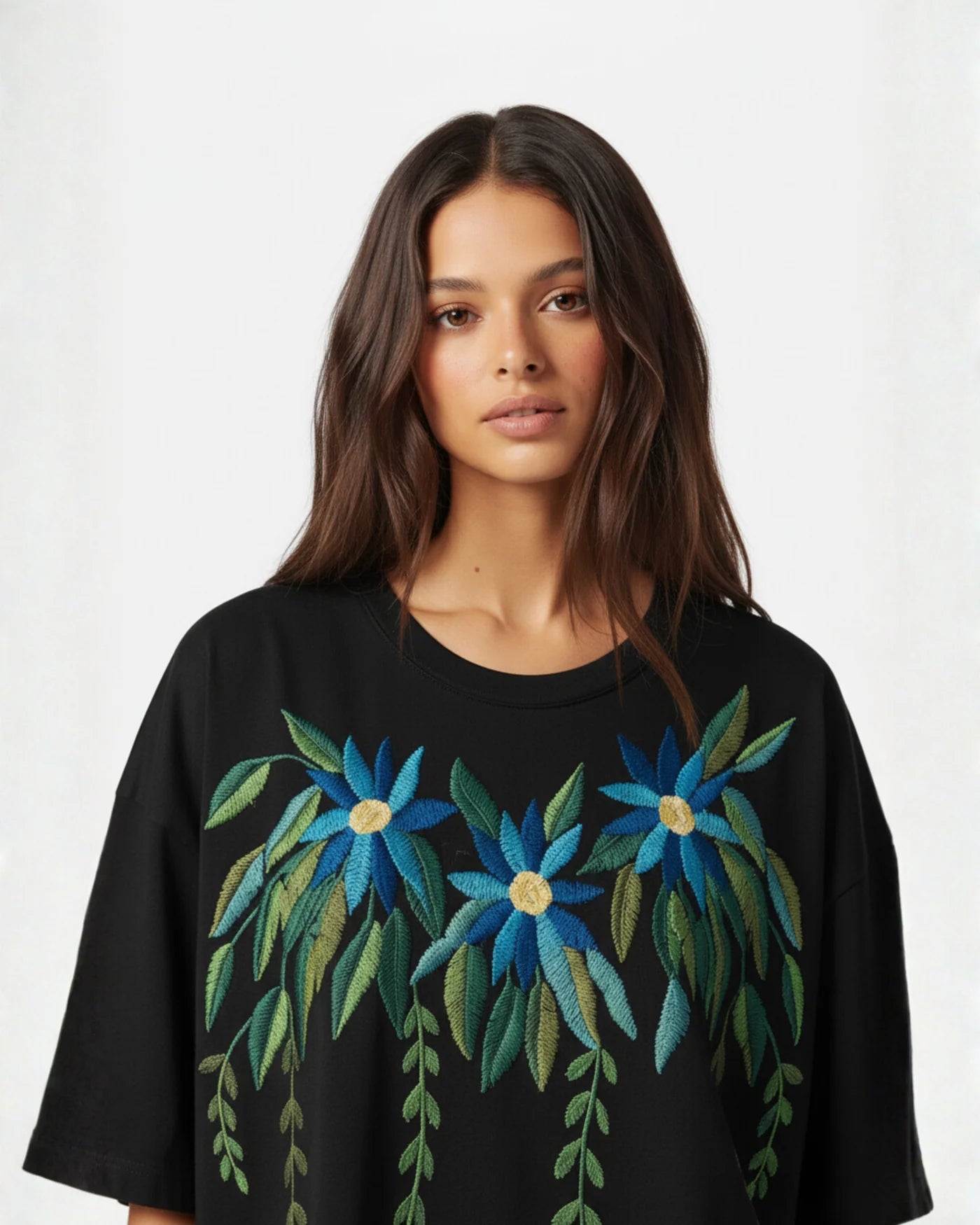 Azure Bloom T-Shirt Black