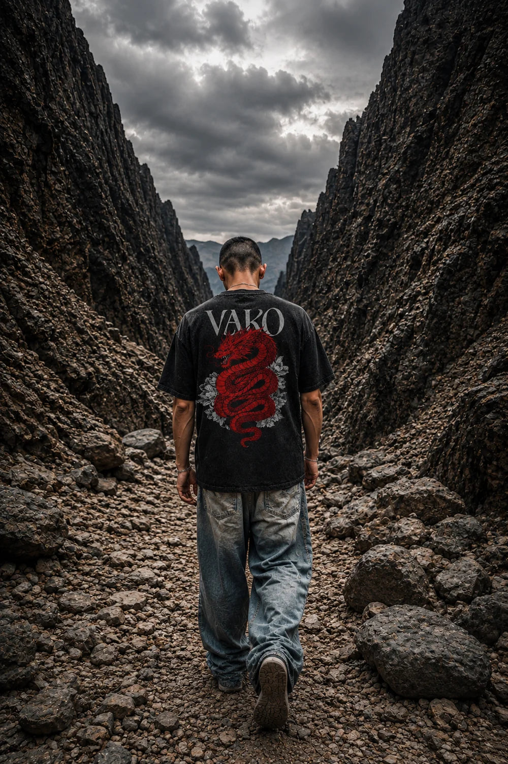 DRAGON BLACK STONEWASH TEE