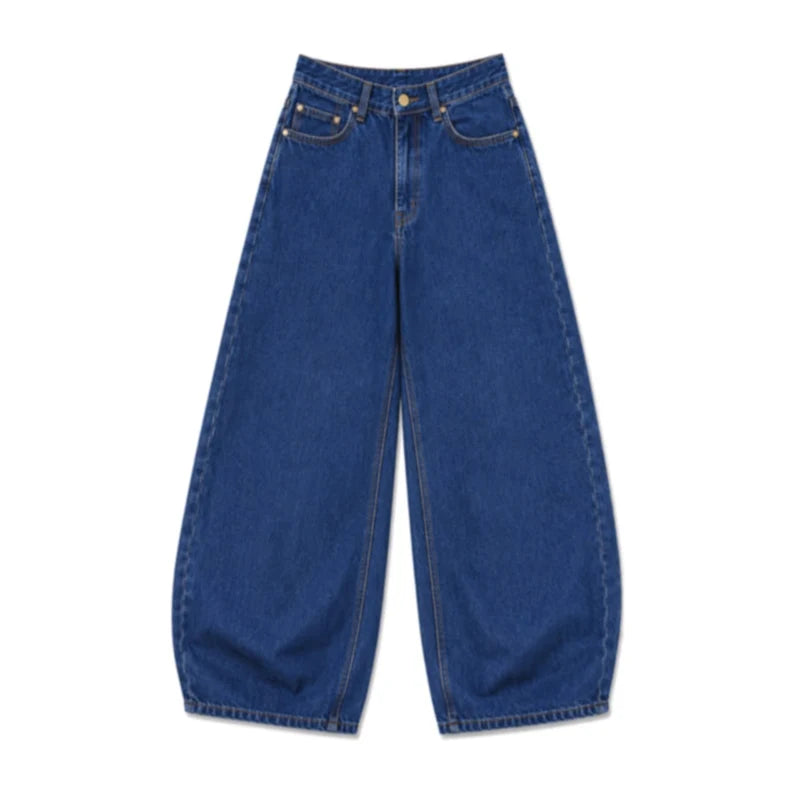 Dark Blue Balloon Fit Denim Jeans