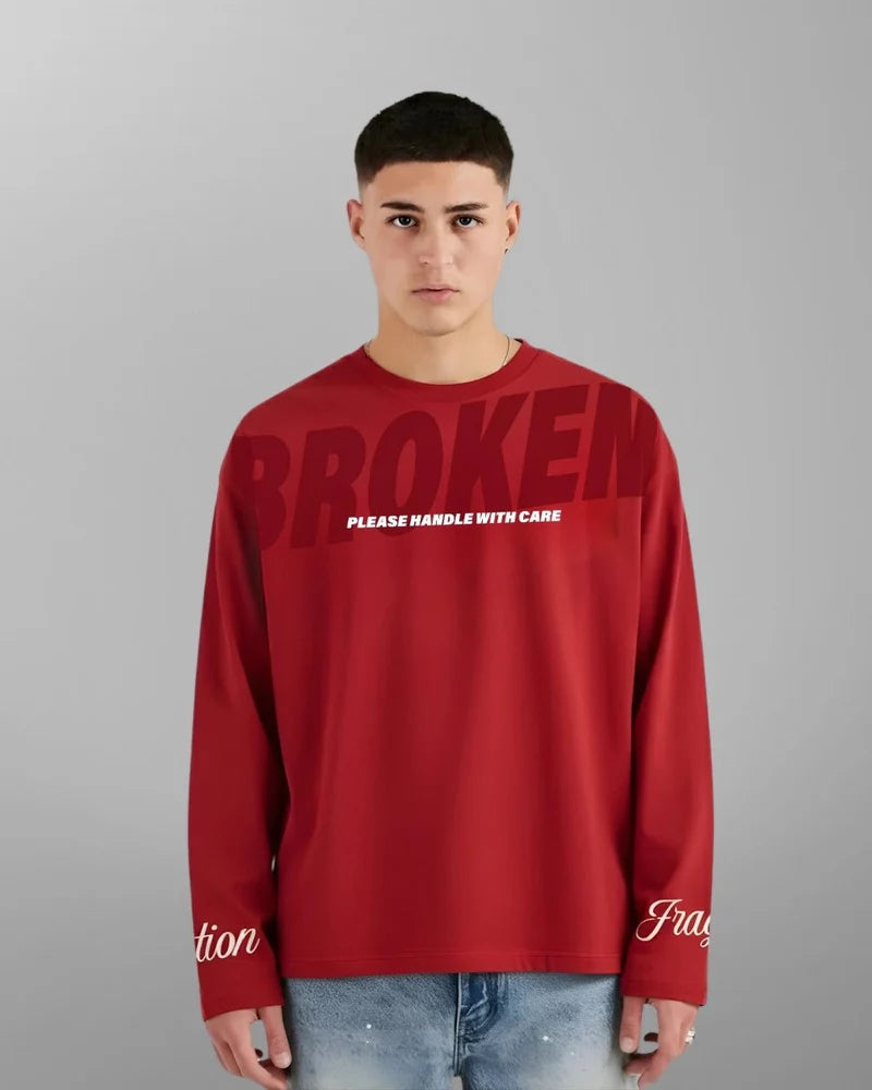 Broken Boxy Long Sleeve - Red