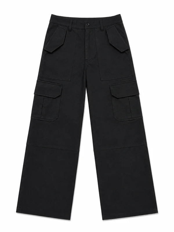 Six Pocket Black Cargo With Flap