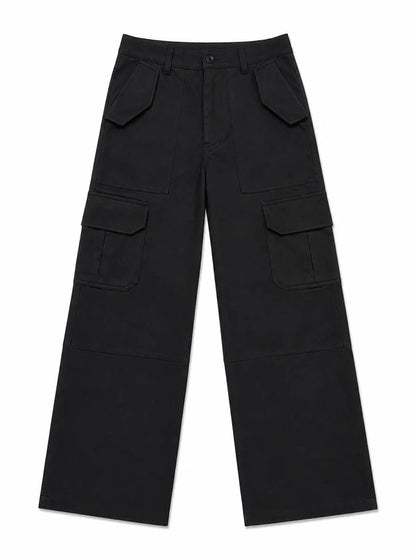 Six Pocket Black Cargo With Flap