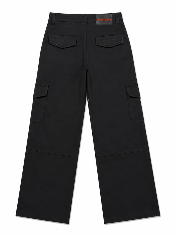 Six Pocket Black Cargo With Flap