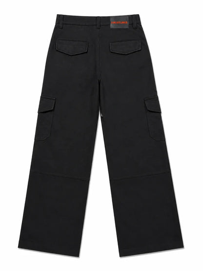Six Pocket Black Cargo With Flap