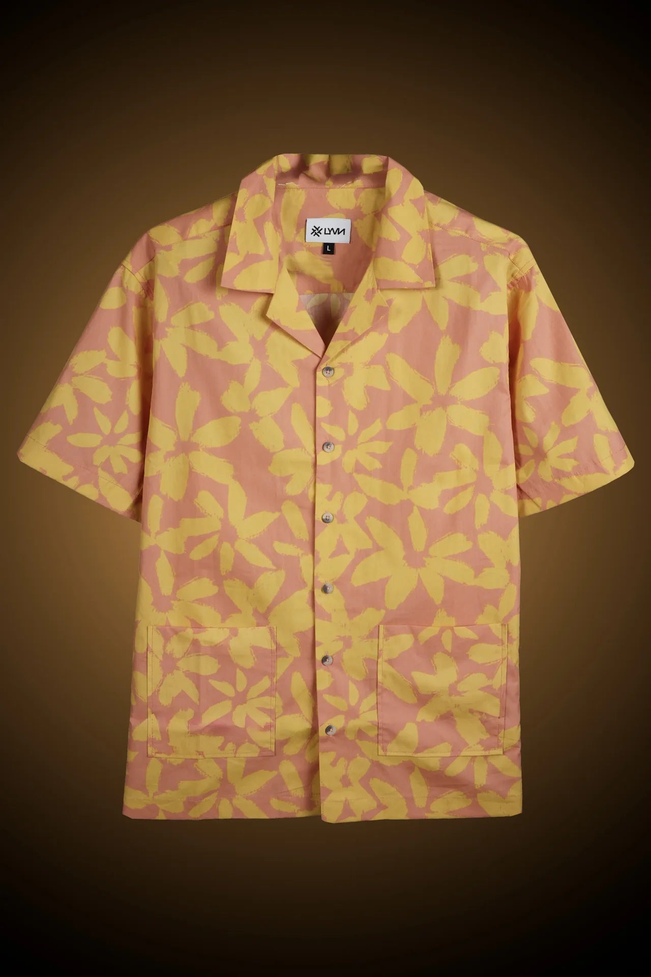 PINK AND YELLOW FLORAL PRINT SHIRT