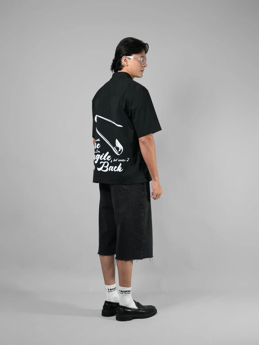 Safety Pin Black Boxy Fit Shirt