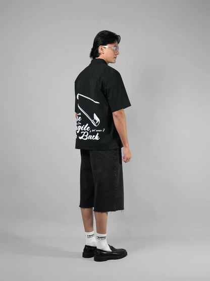 Safety Pin Black Boxy Fit Shirt