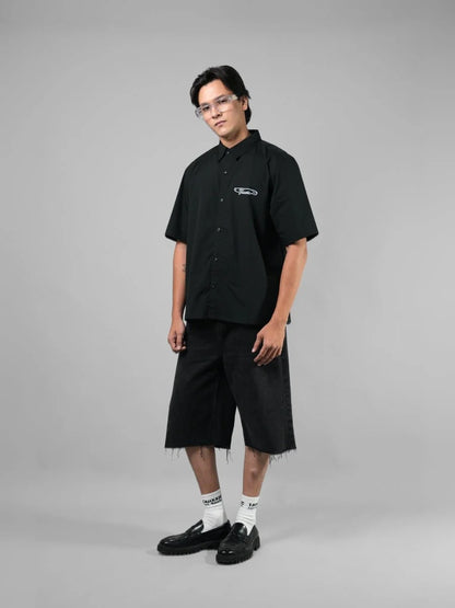 Safety Pin Black Boxy Fit Shirt