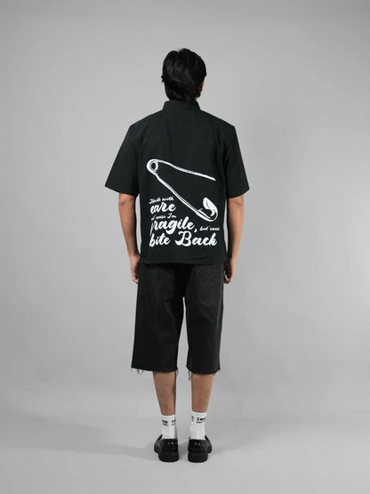 Safety Pin Black Boxy Fit Shirt