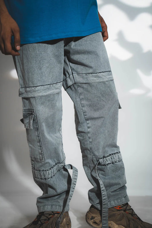 STONED ACIDWASH DENIM CARGO