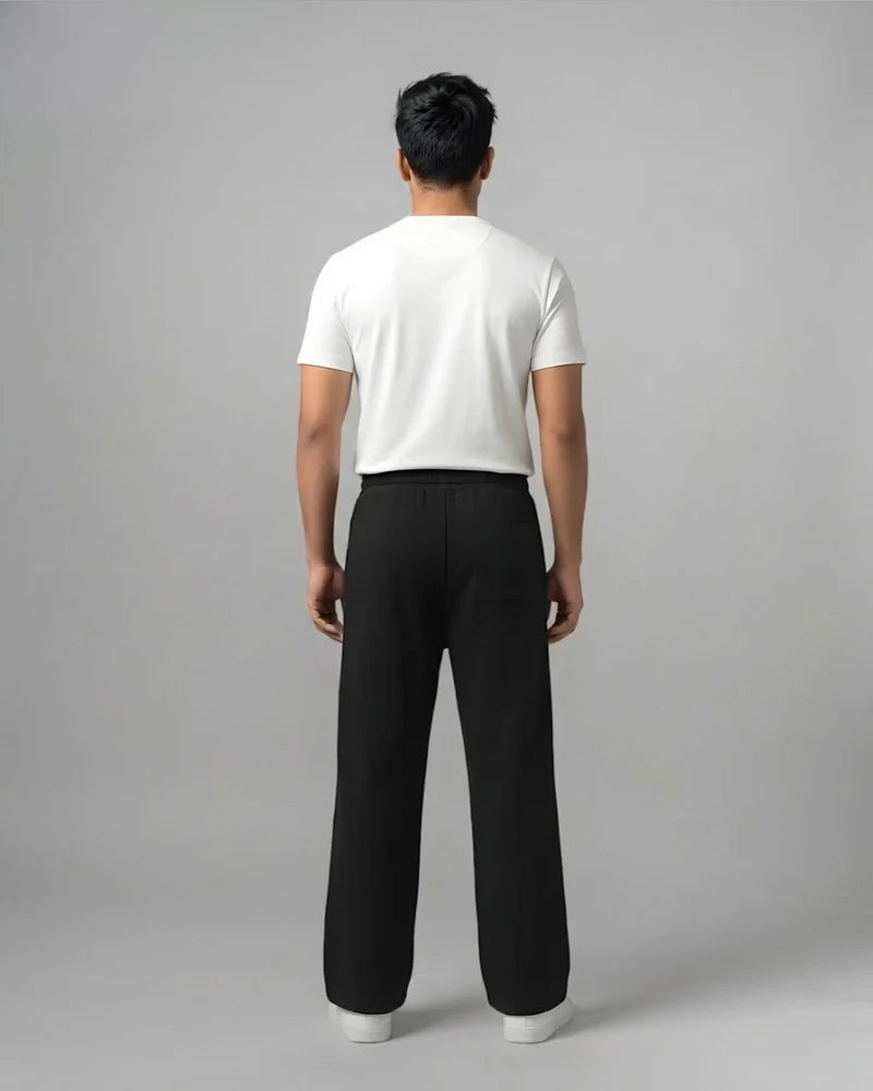 Straight Fit Track Pants - Black