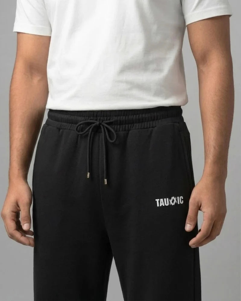 Straight Fit Track Pants - Black
