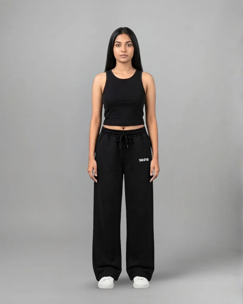 Straight Fit Track Pants - Black