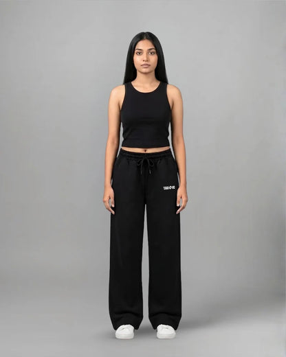 Straight Fit Track Pants - Black