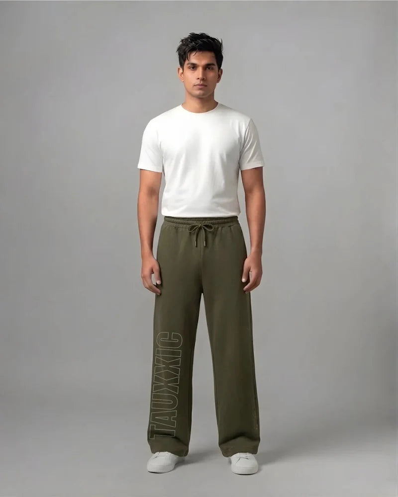 Straight Fit Track Pants - Olive