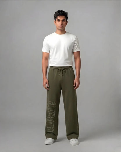 Straight Fit Track Pants - Olive