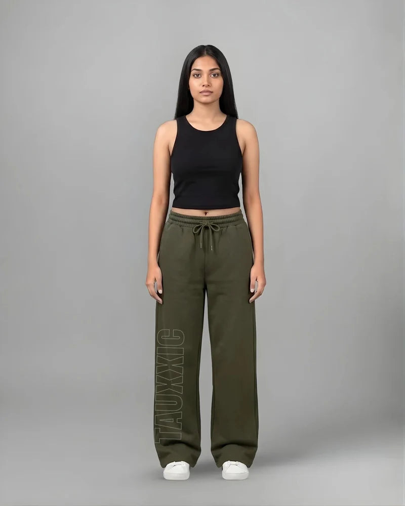 Straight Fit Track Pants - Olive